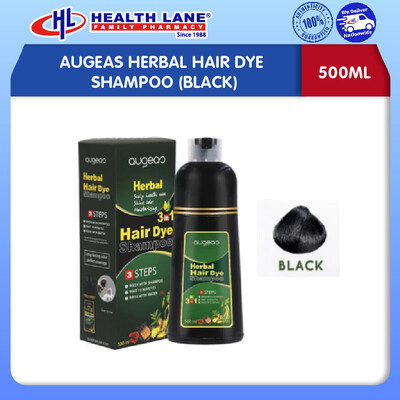 AUGEAS HERBAL HAIR DYE SHAMPOO (BLACK, 500ML)